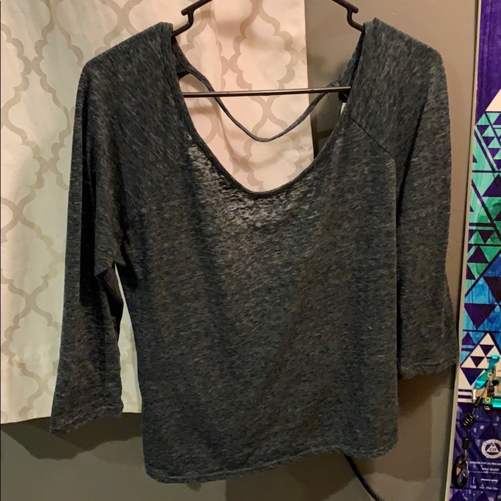 Open back grey athletic top
